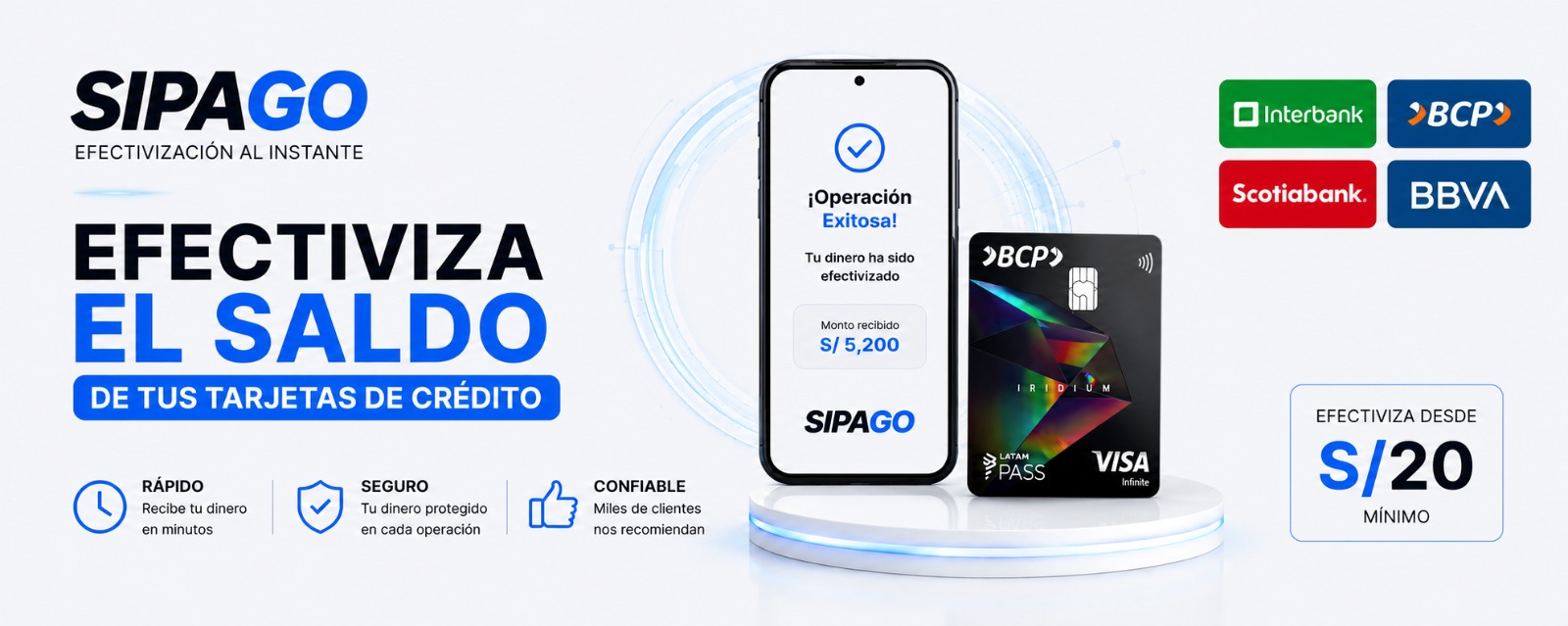 SIPAGO: efectiviza el saldo de tus tarjetas de credito